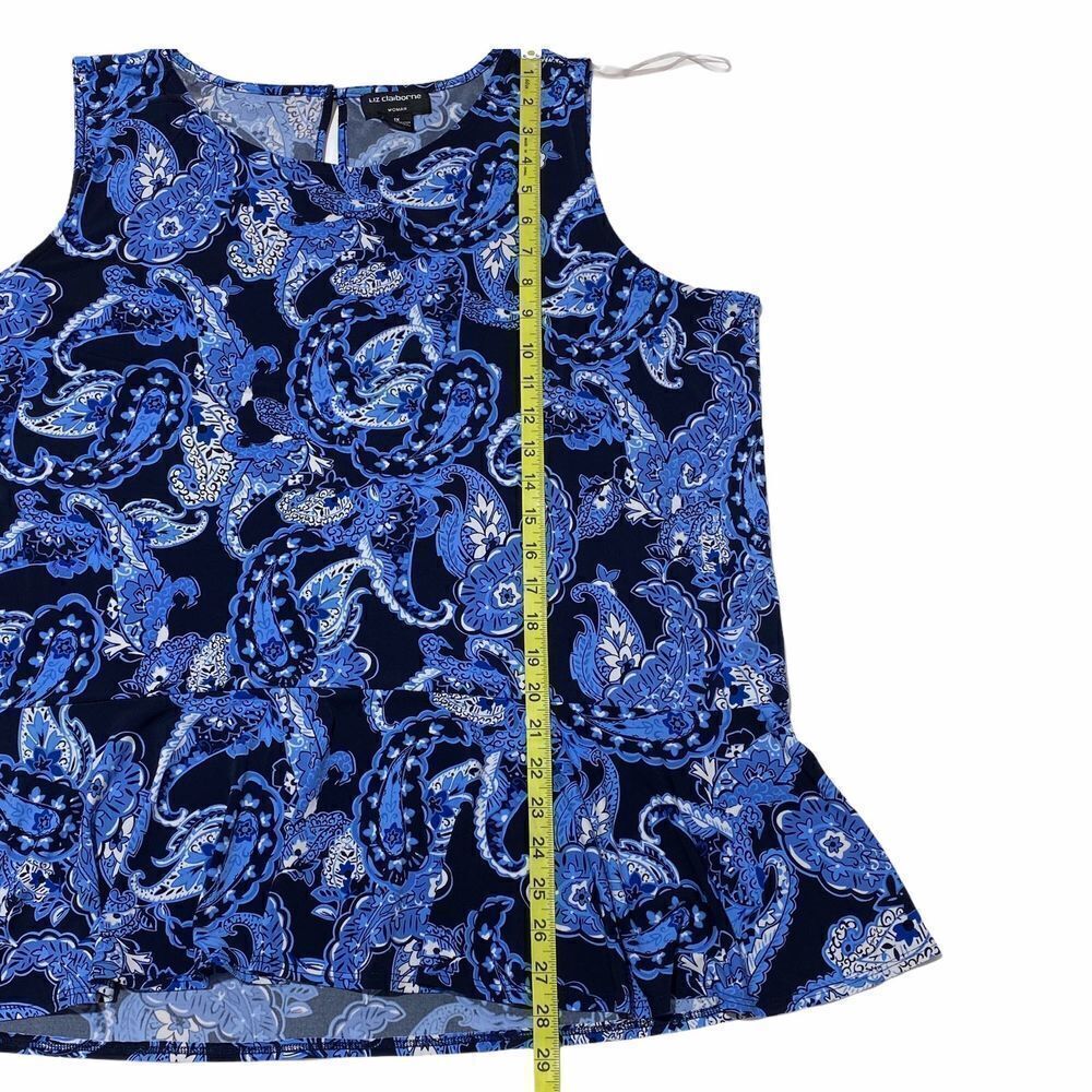 LIZ Claiborne Blue Paisley Sleeveless Blouse 1x - Picture 8 of 10